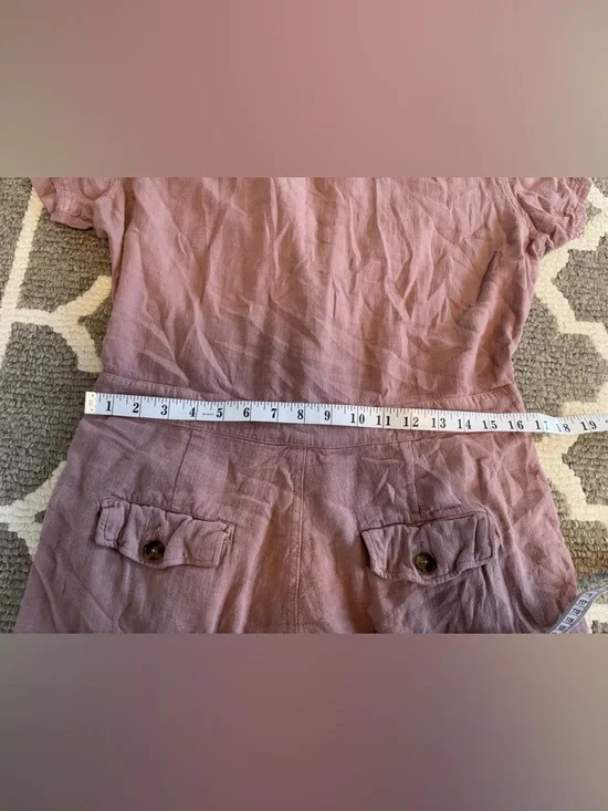 Free People Margot Short Sleeve Linen Coverall size medium - Picture 7 of 9